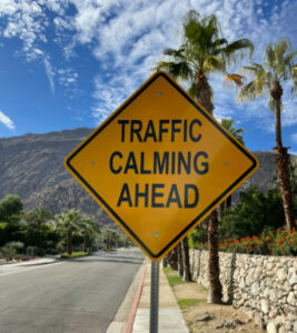 road sign - Traffic Calming Ahead