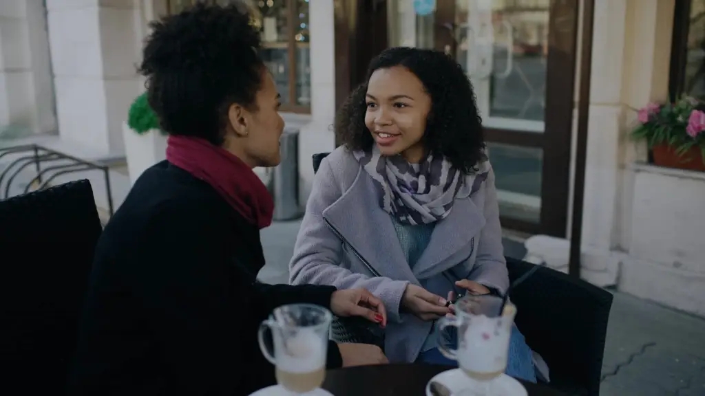 two women having coffee outside a coffee shop